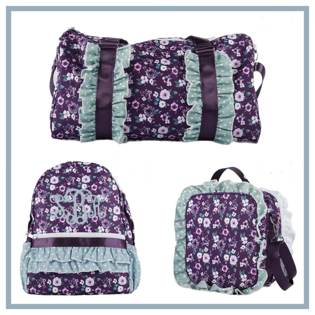 Purple Floral Luggage (RTS)