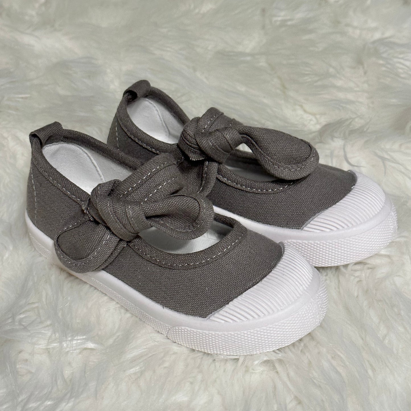 Canvas Velcro Bow Shoes Gray (RTS)