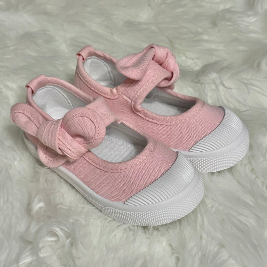 Canvas Velcro Bow Shoes Pink (RTS)