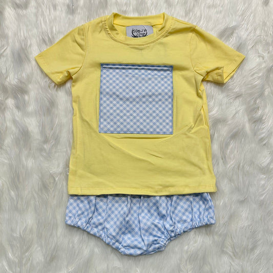 2T Yellow & Blue Monogrammed Boys Diaper Set (RTS)