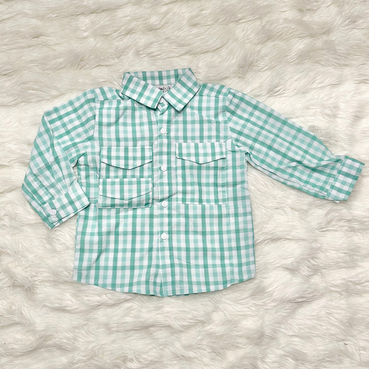 Mint Gingham Button Ups (RTS)