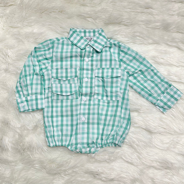 Mint Gingham Button Ups (RTS)