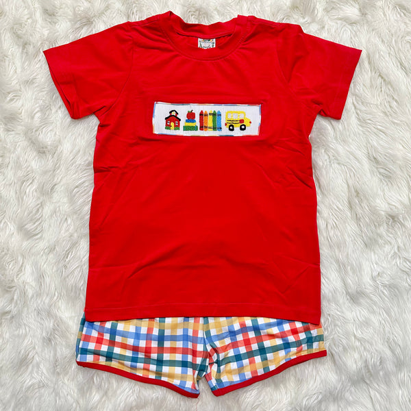 10Y Back to School Plaid Boys Short Set (RTS)