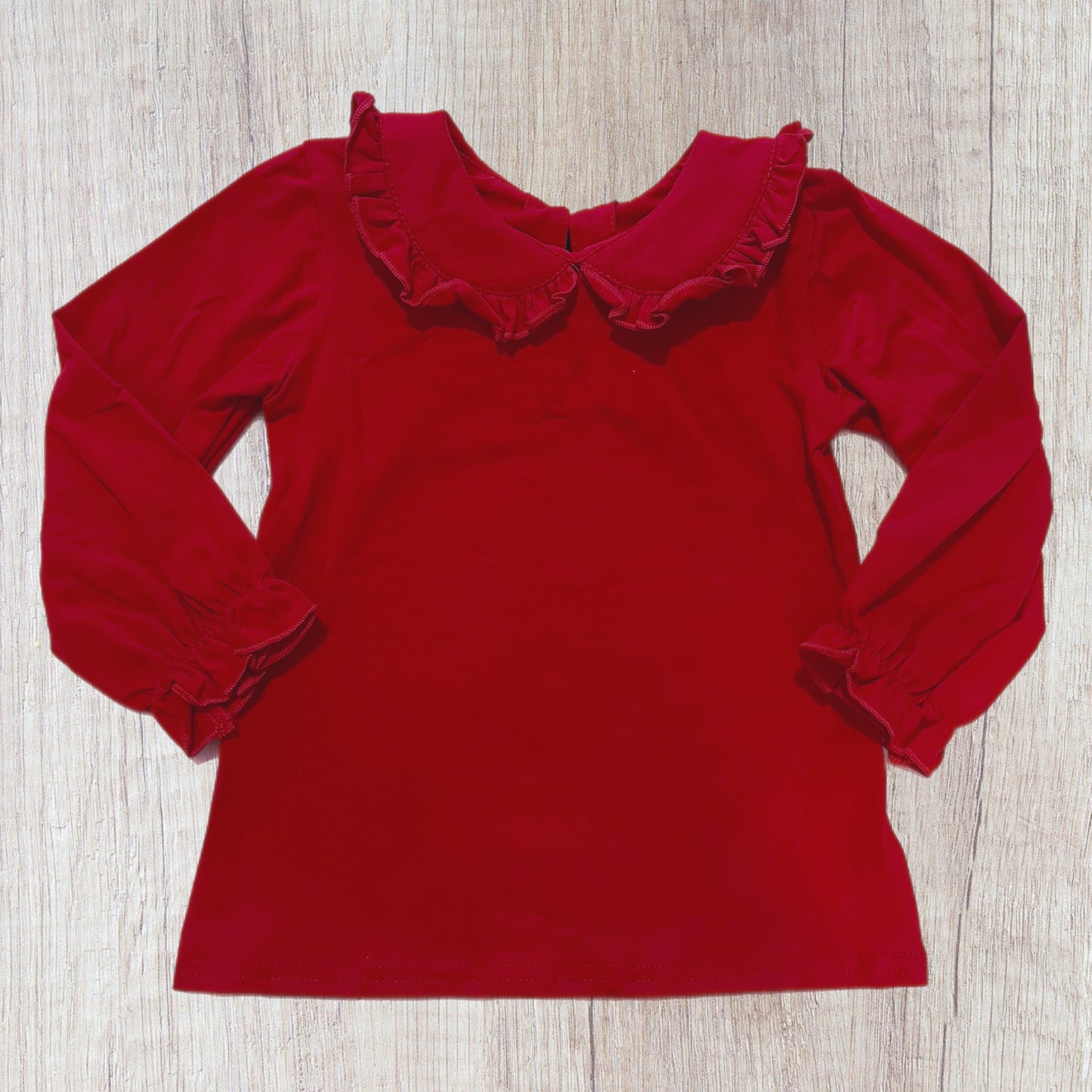 Red Ruffle Collared Long Sleeve (RTS)