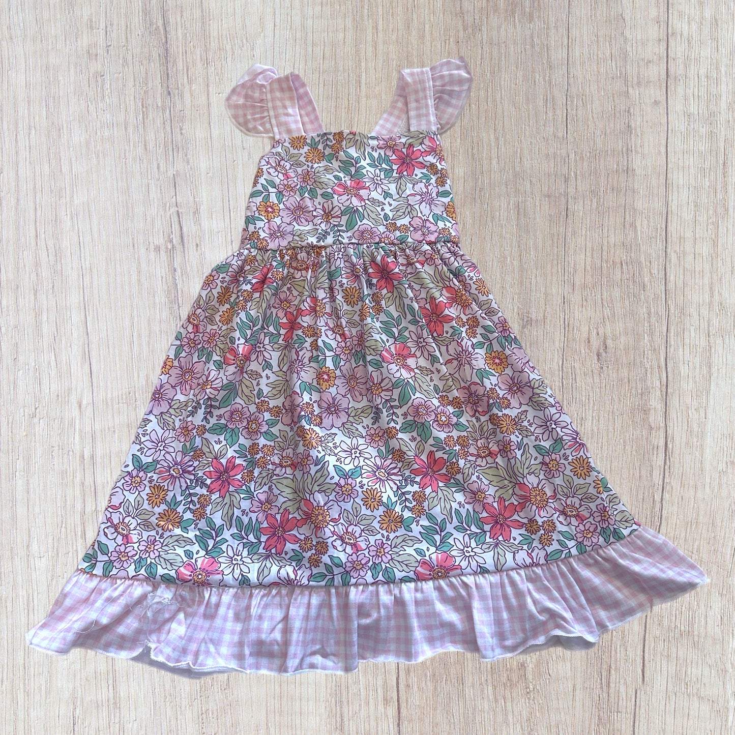 Spring Floral And Gingham Dress (RTS)
