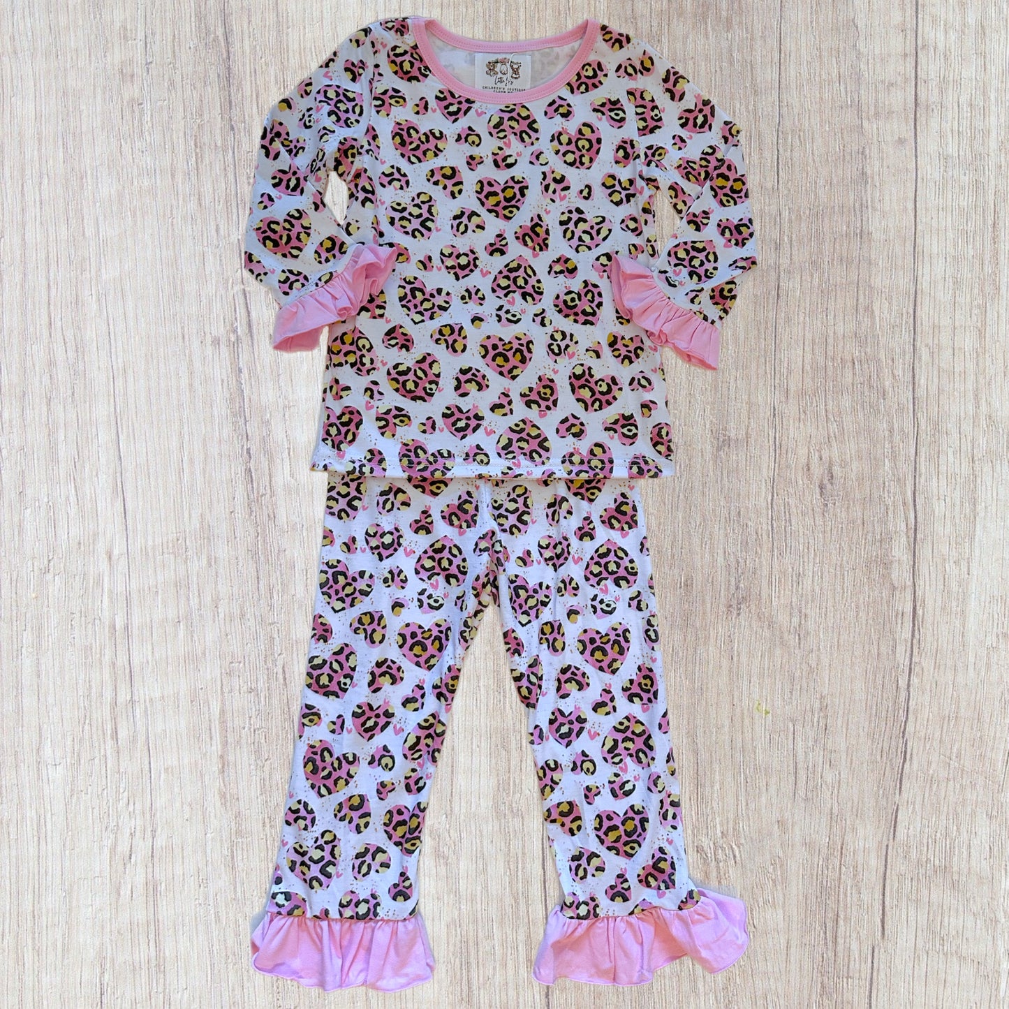 Pink & Gold Leopard Hearts Loungewear Set (RTS)