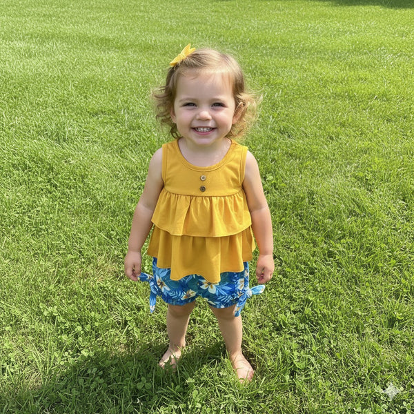 Mustard & Floral Bloomer Short Set (RTS)