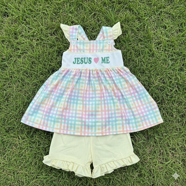 Plaid Jesus Loves Me - Short Set (RTS)