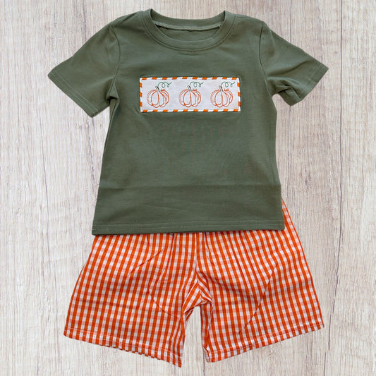 Sage Pumpkin Boy Short Set (RTS)