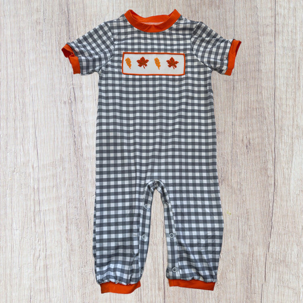 Fall Leaves Smock Boy Romper (RTS)