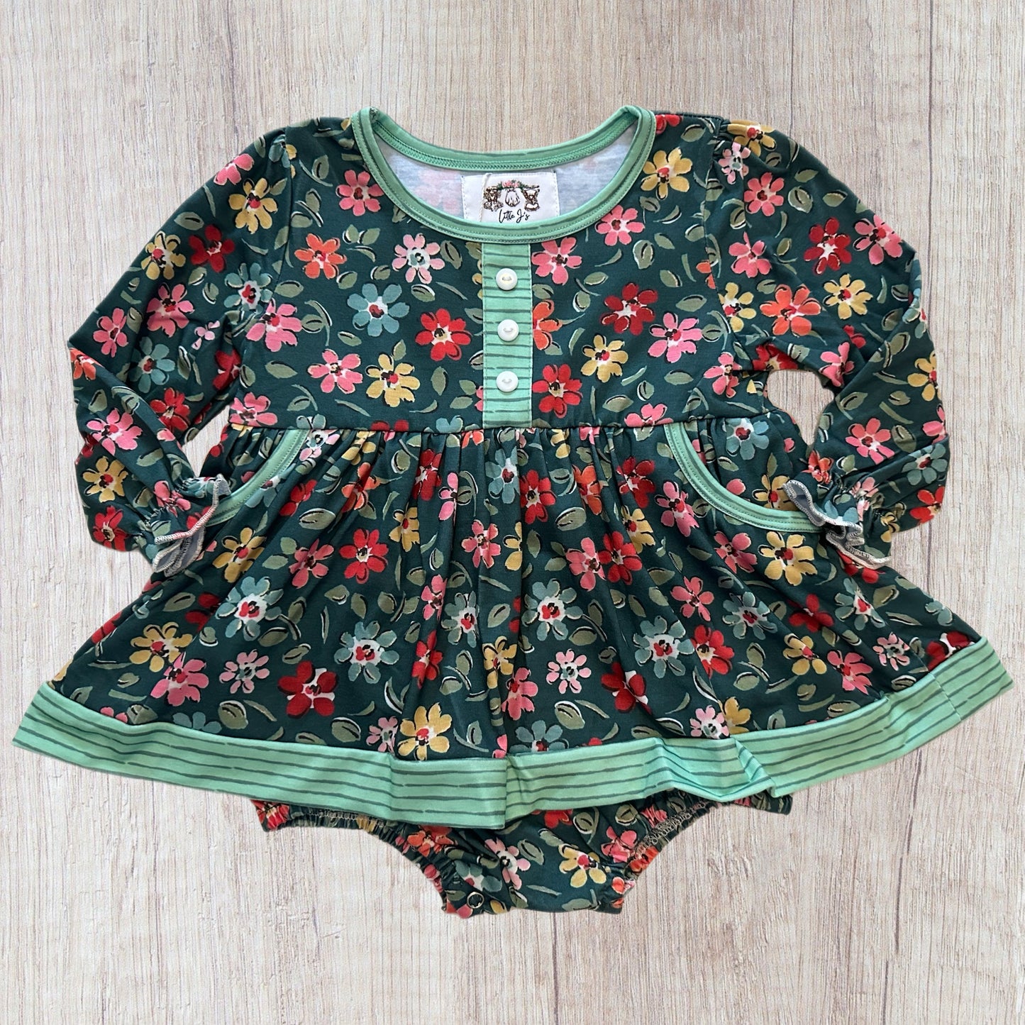 Darcy’s Dainty Floral & Stripes Girl Bubble (RTS)