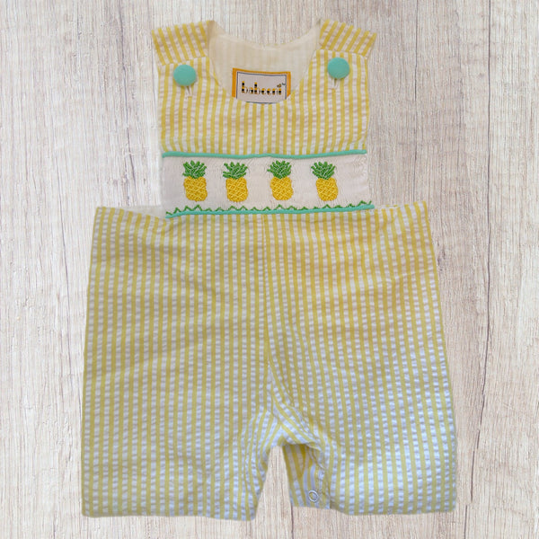 Boy Pineapple Seersucker Romper (RTS)