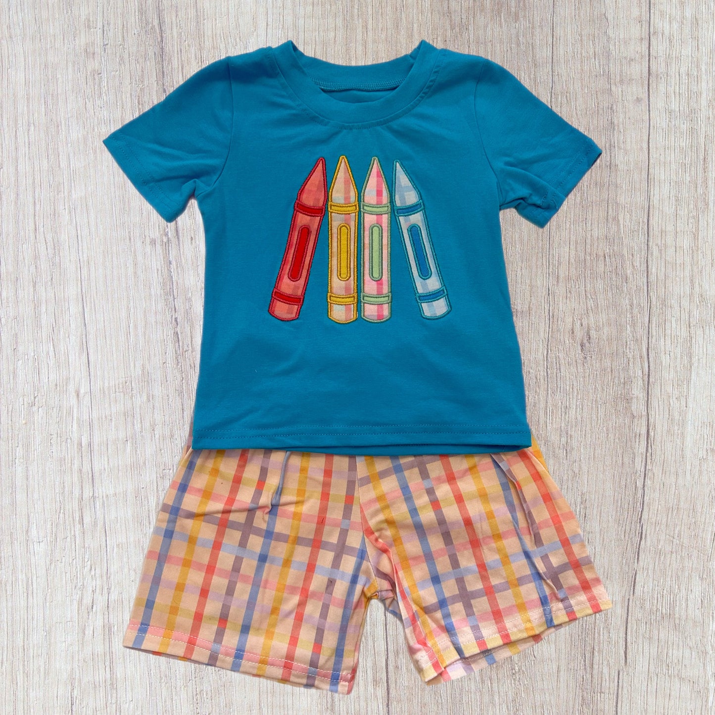 Colorful Crayon Boy Short Set (RTS)