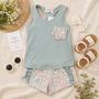 Sweet Summer Floral Tank Sets - Green (RTS)