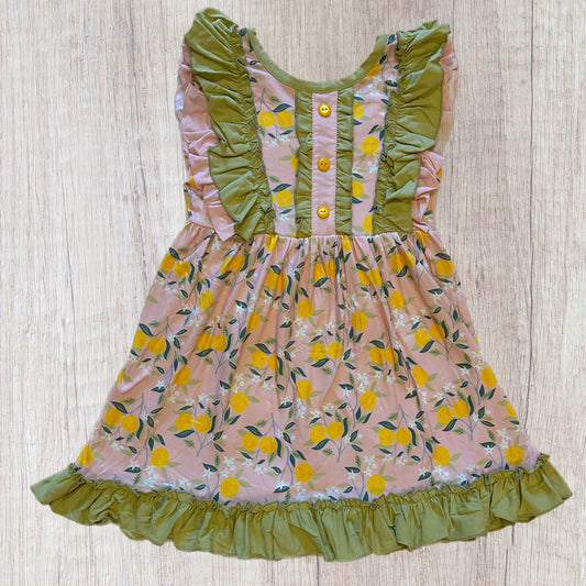 6T Spring Lemon Ruffle Dress (RTS)