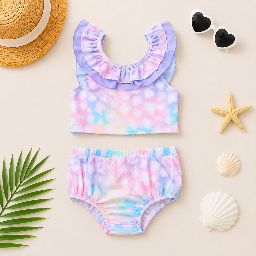 Pastel Leopard Swim- Girls 2 Piece (RTS)