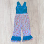 Blue Polka Dots And Flowers Romper (RTS)