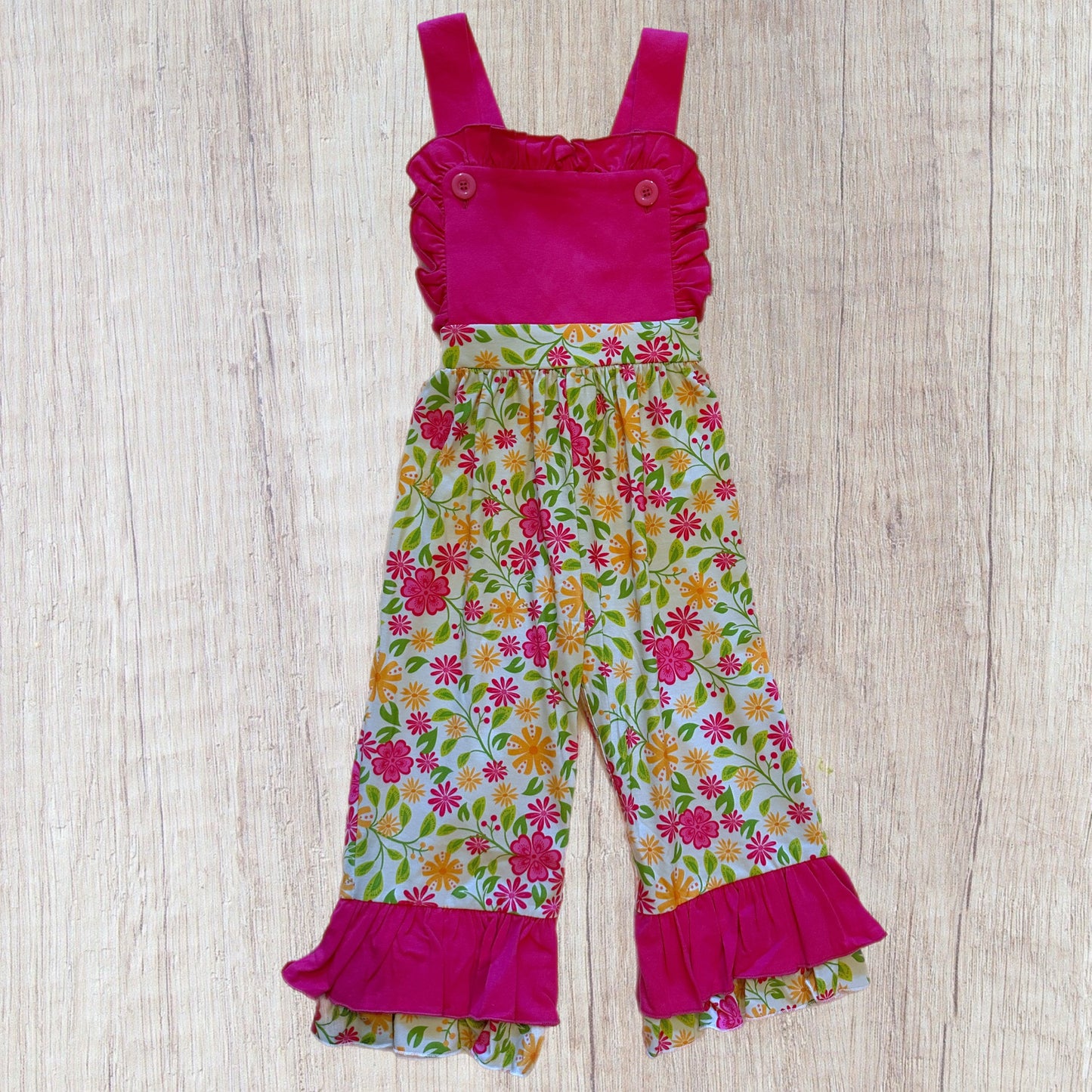 Pink & Green Floral Romper (RTS)