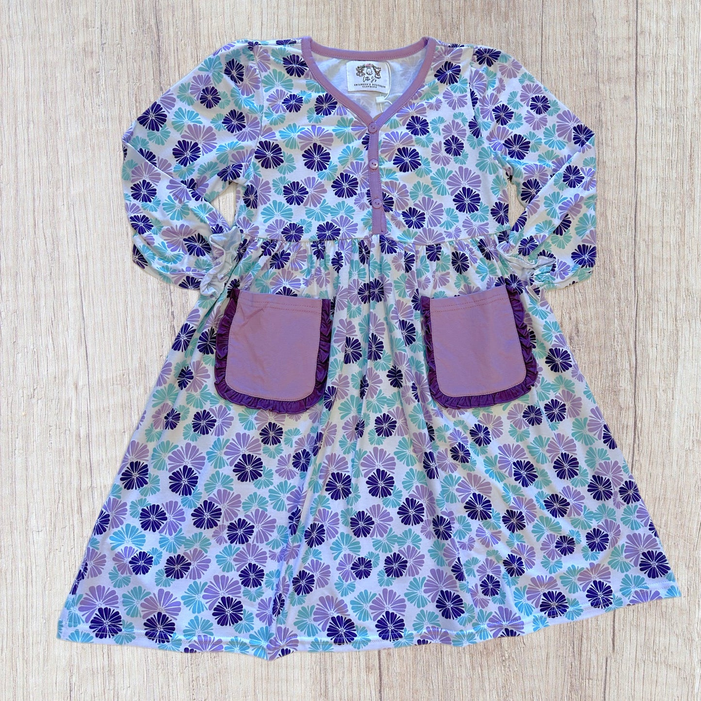 6/7 Violet Florals Dress (RTS)