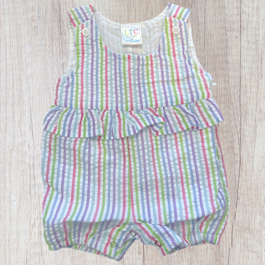 Seersucker Colorful Stripes Overalls (RTS)