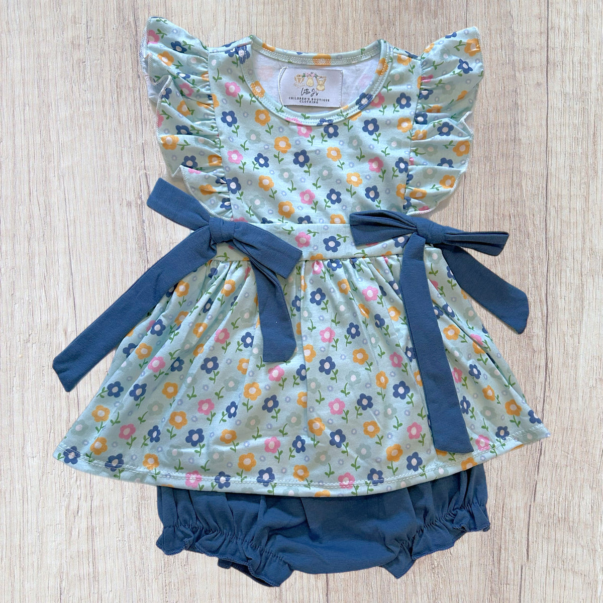 Spring Fling Floral And Gingham Bloomer Set (RTS)