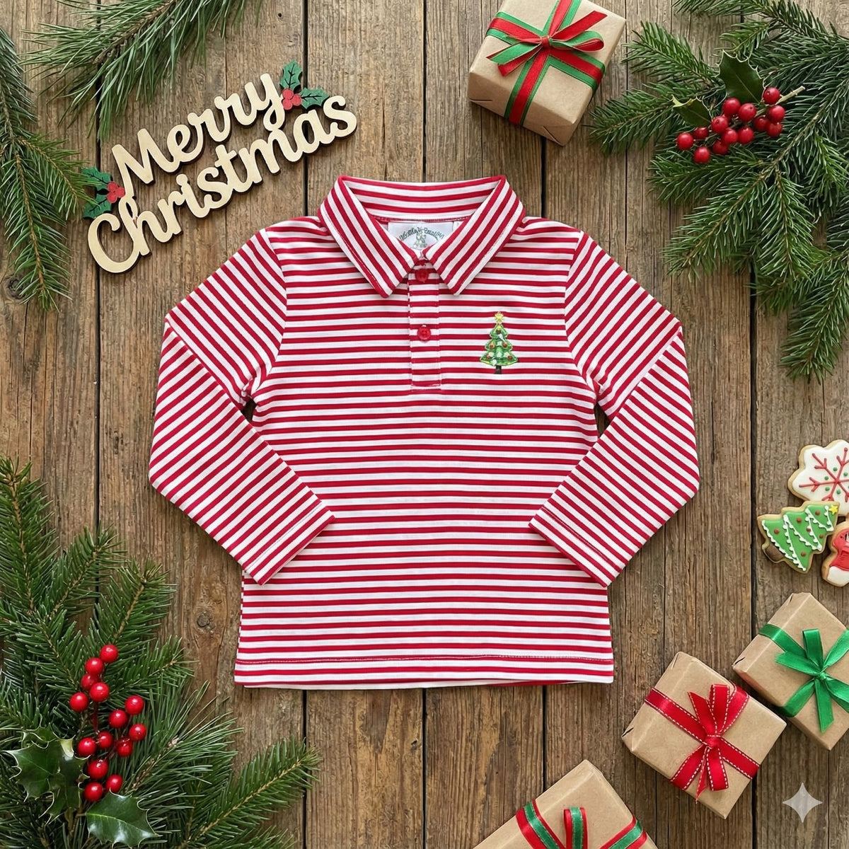 Boys Holiday Polos - Tree (RTS)