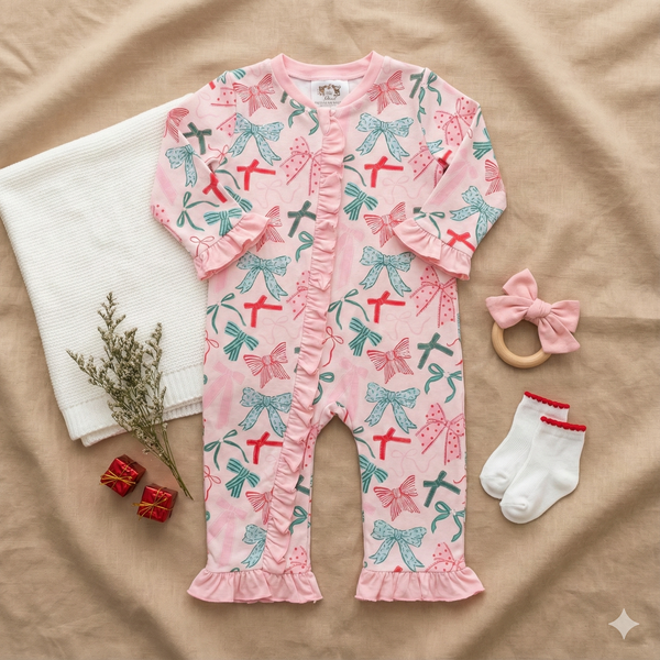 Pink Christmas Bows Lounge - Zippy (RTS)