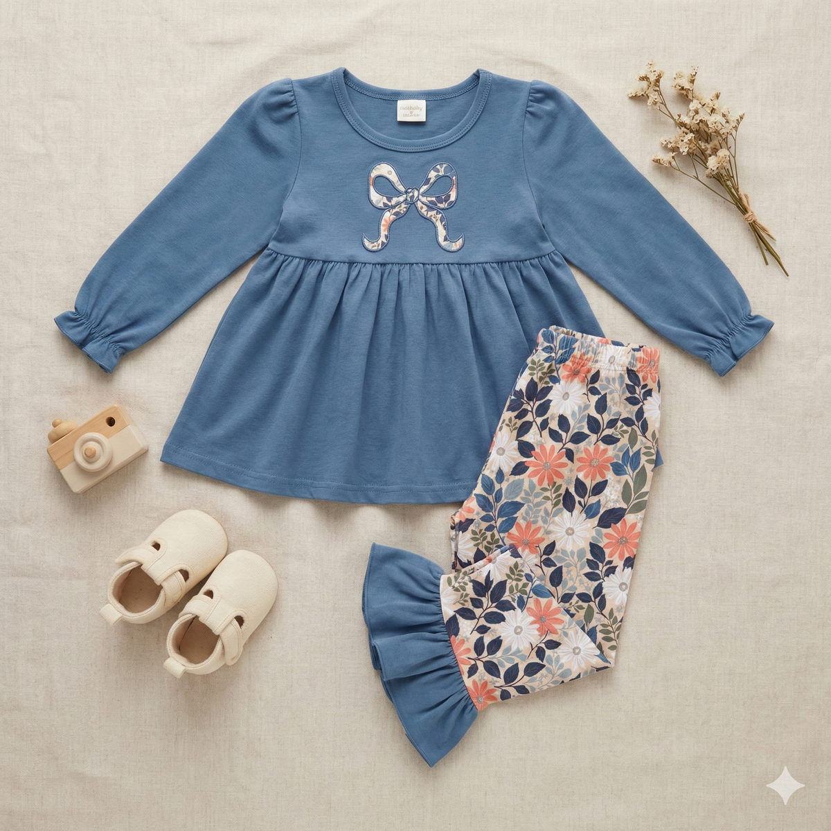 Dusty Blue Bows - (RTS)