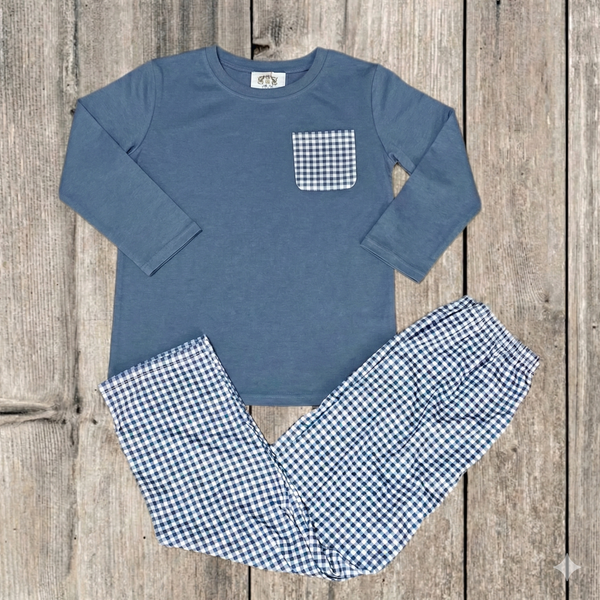 Dusty Blue Gingham - (RTS)