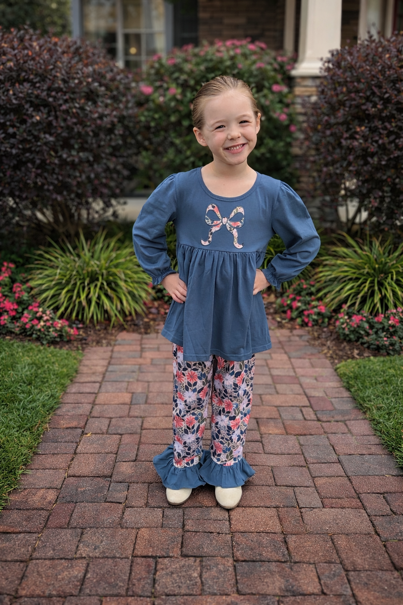 Dusty Blue Bows - (RTS)