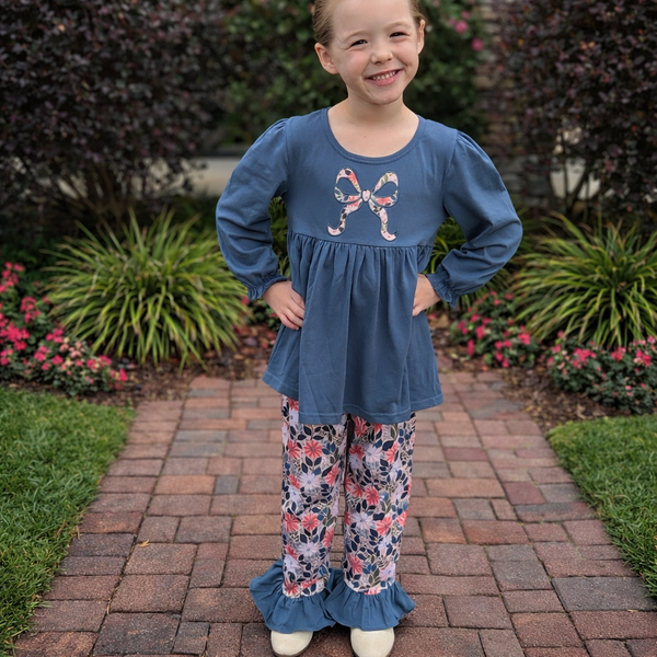 Dusty Blue Bows - (RTS)