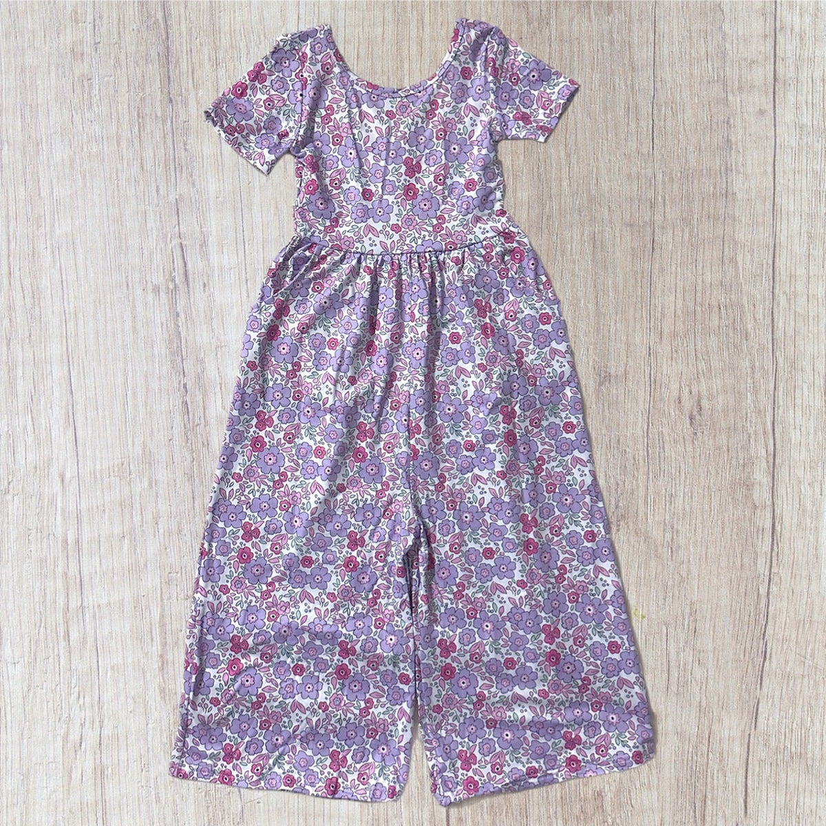 Purple Floral Wide Legged Romper (RTS)