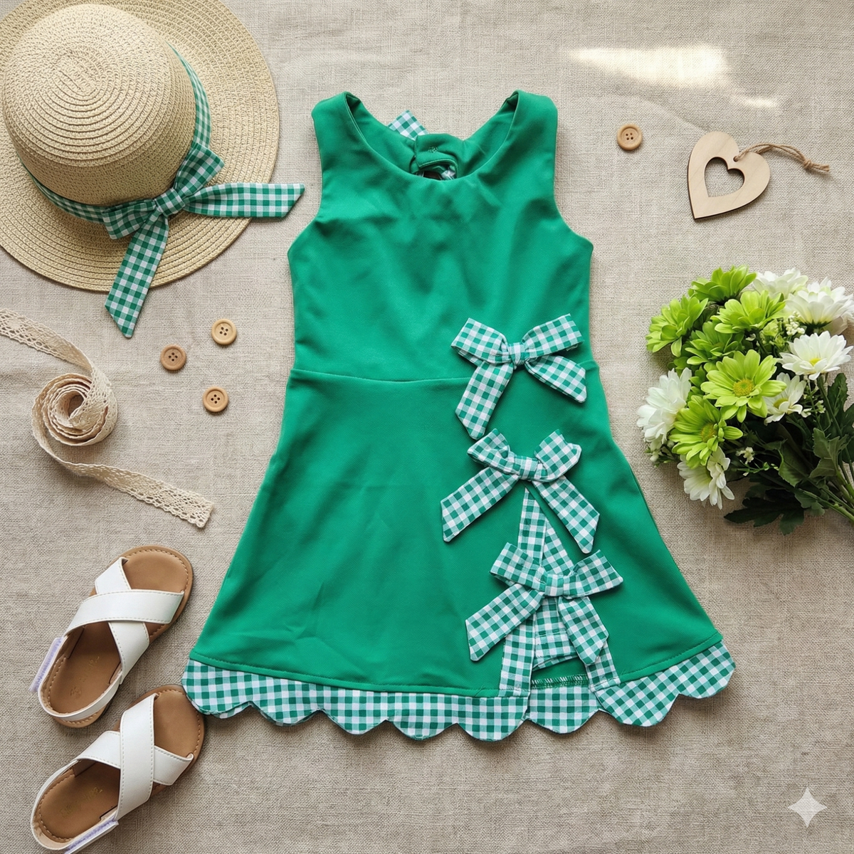 Green Gingham Skort Dress (RTS)