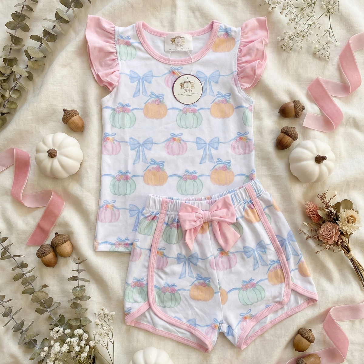 Colorful Pumpkins & Bows Set (RTS)