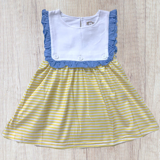 2T Yellow Stripes Monogram - Dress (RTS)