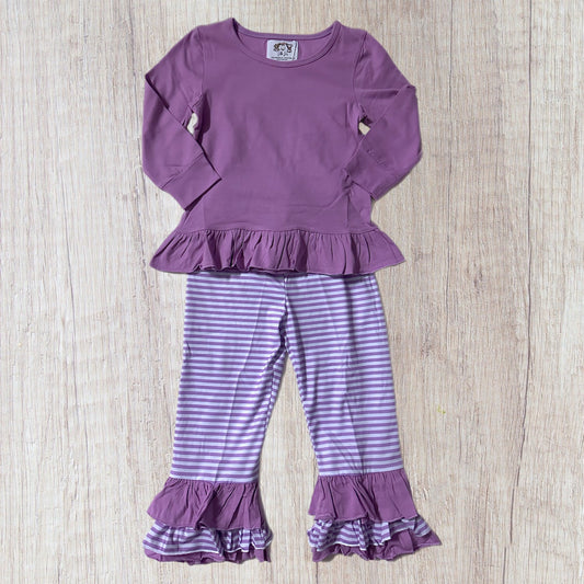 Purple Stripes Monogram Pant Set (RTS)