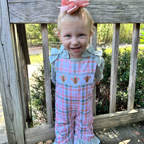 Gingham Turkey - Girl Romper (RTS)