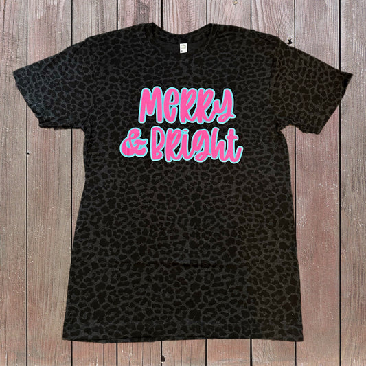 Merry & Bright Leopard Tee For Mom (RTS)