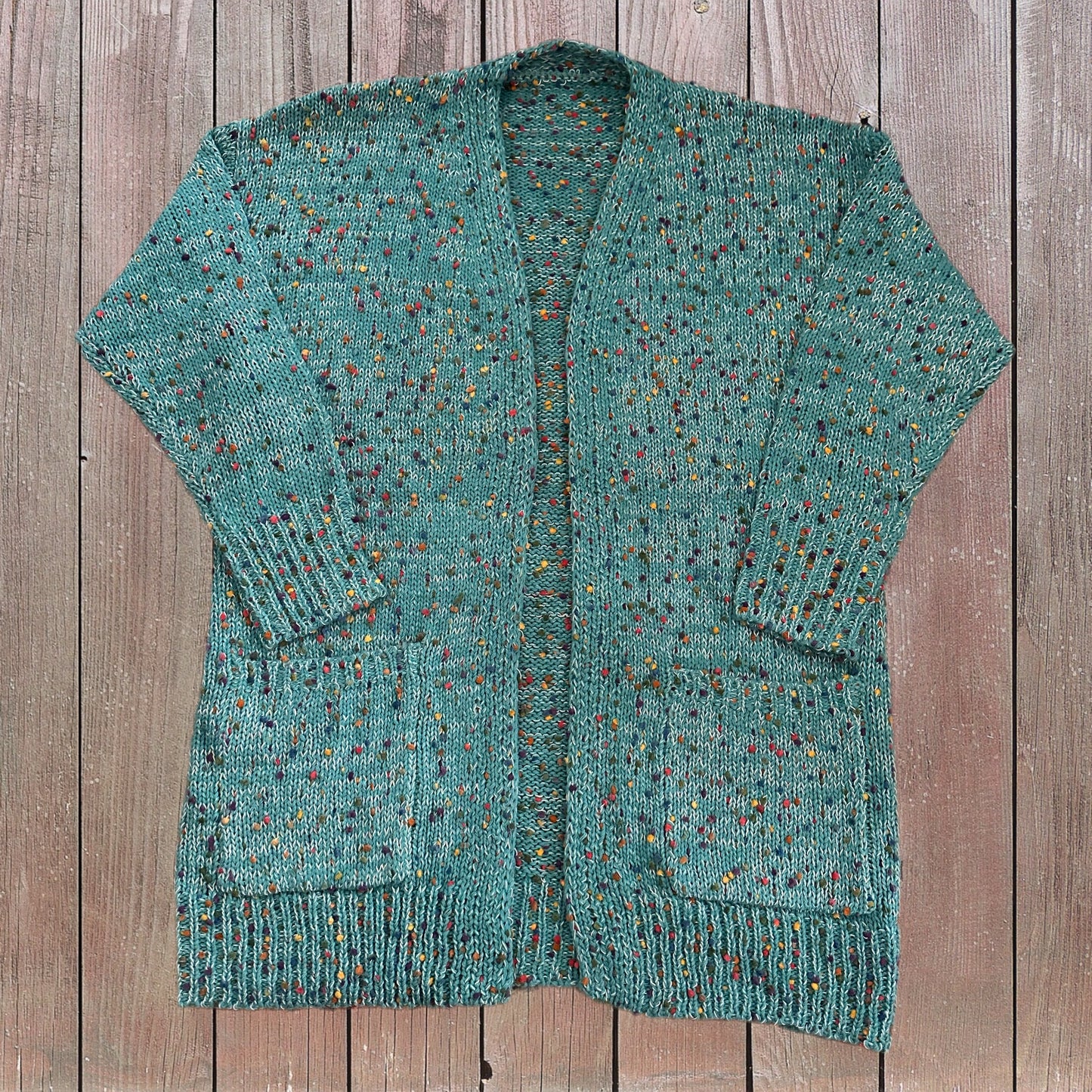 Medium Spotted Teal Cardigan For Mom (RTS)
