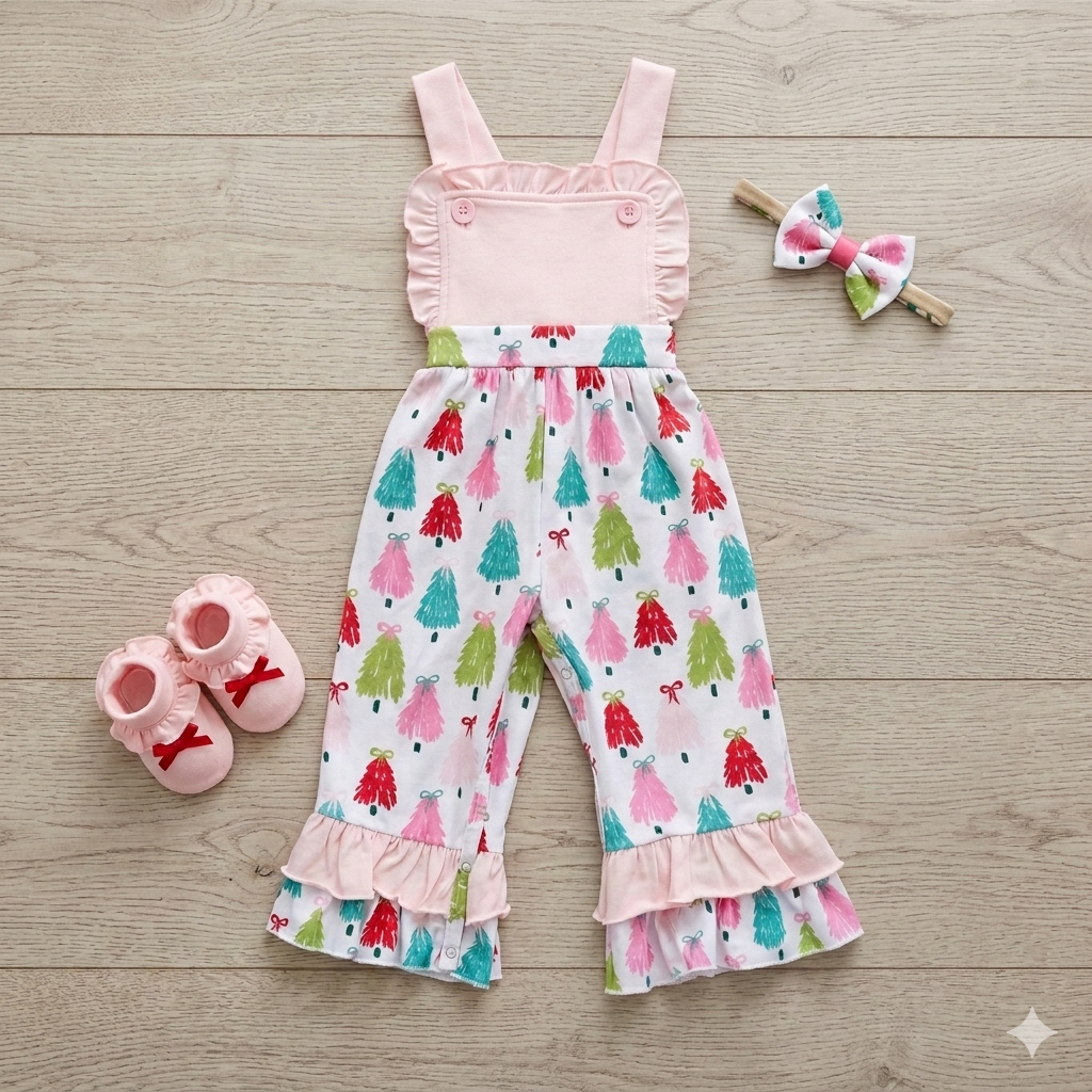 Colorful Christmas Tree Romper (RTS)