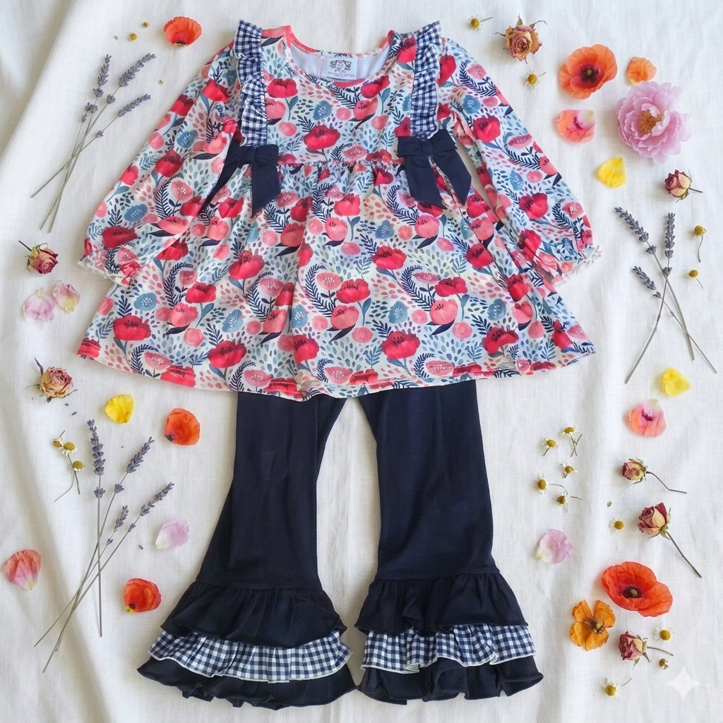Hadley Kate's Floral & Gingham- Girl Set (RTS)