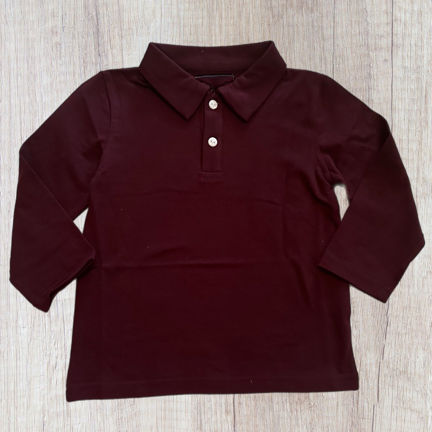 3T Maroon Collared Long Sleeve Shirt (RTS)