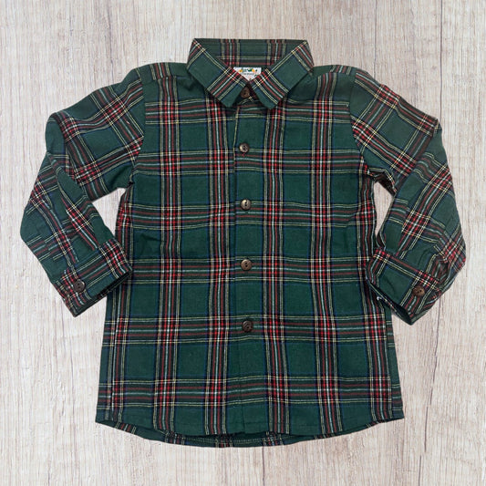 3T Green Plaid Boys Button Up (RTS)