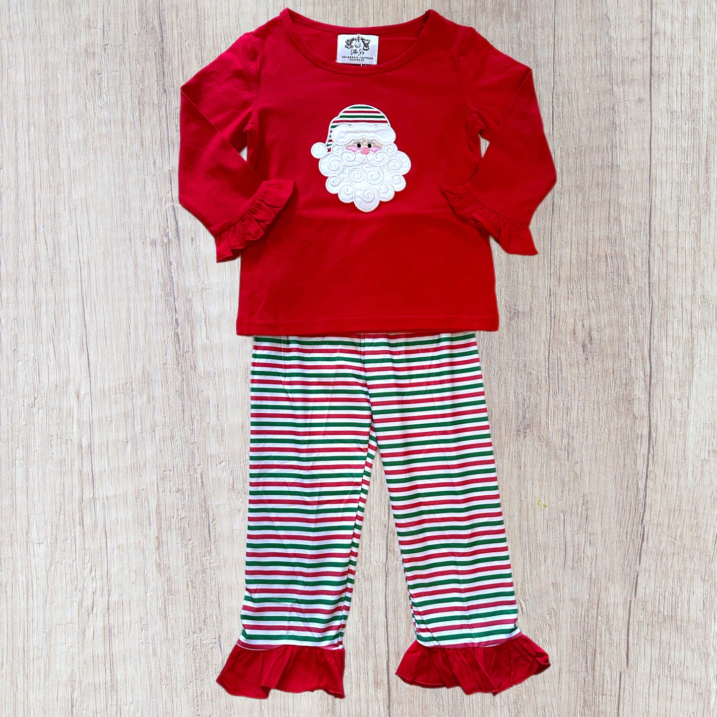 Santa And Stripes Loungewear Girl Pant Set (RTS)