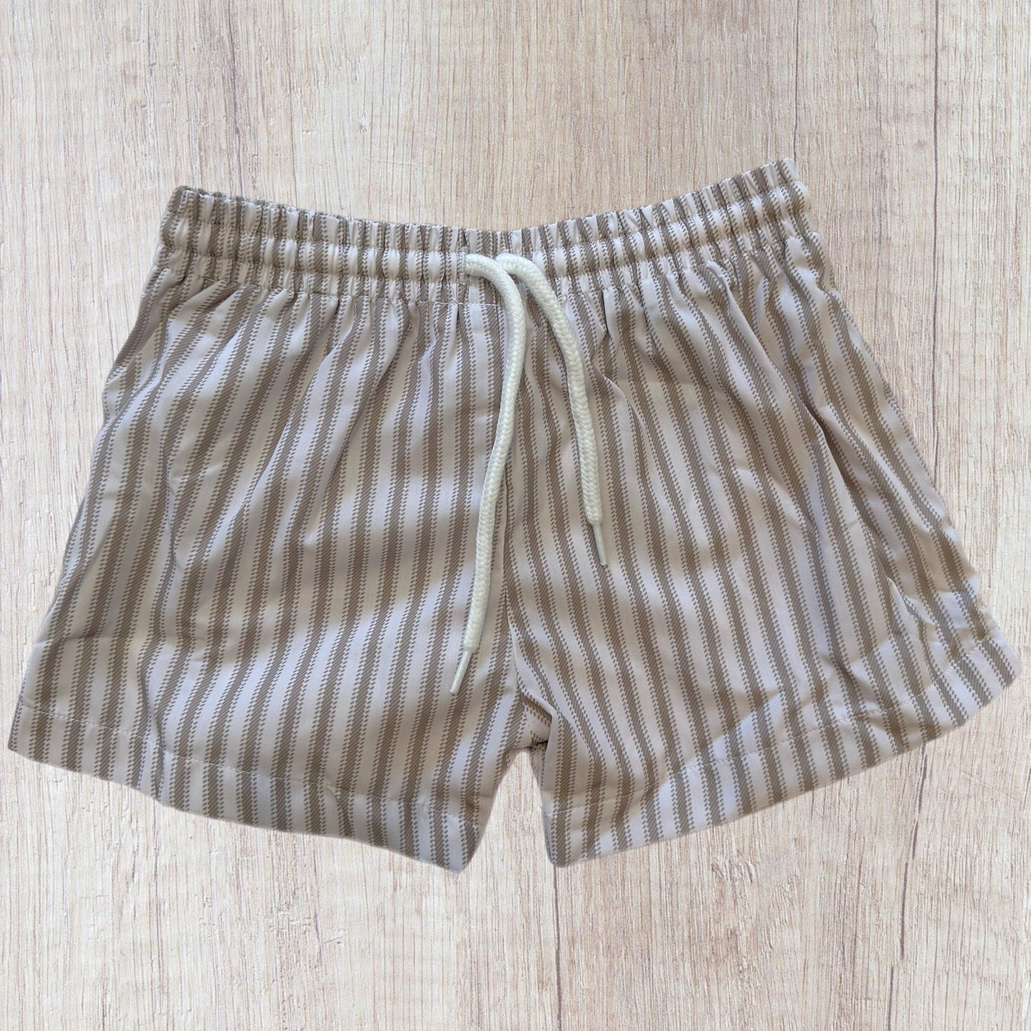 5T Vertical Striped Tan Drawstring Shorts (RTS)