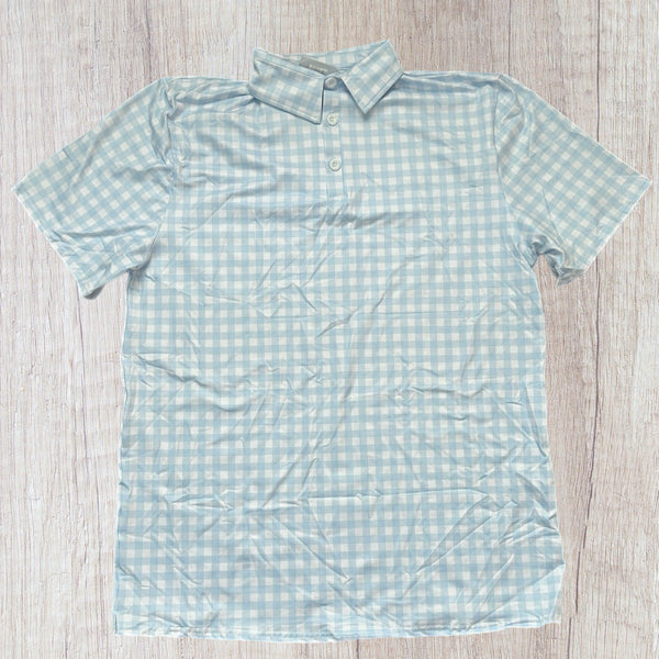 Blue Gingham Polo For Dad (RTS)