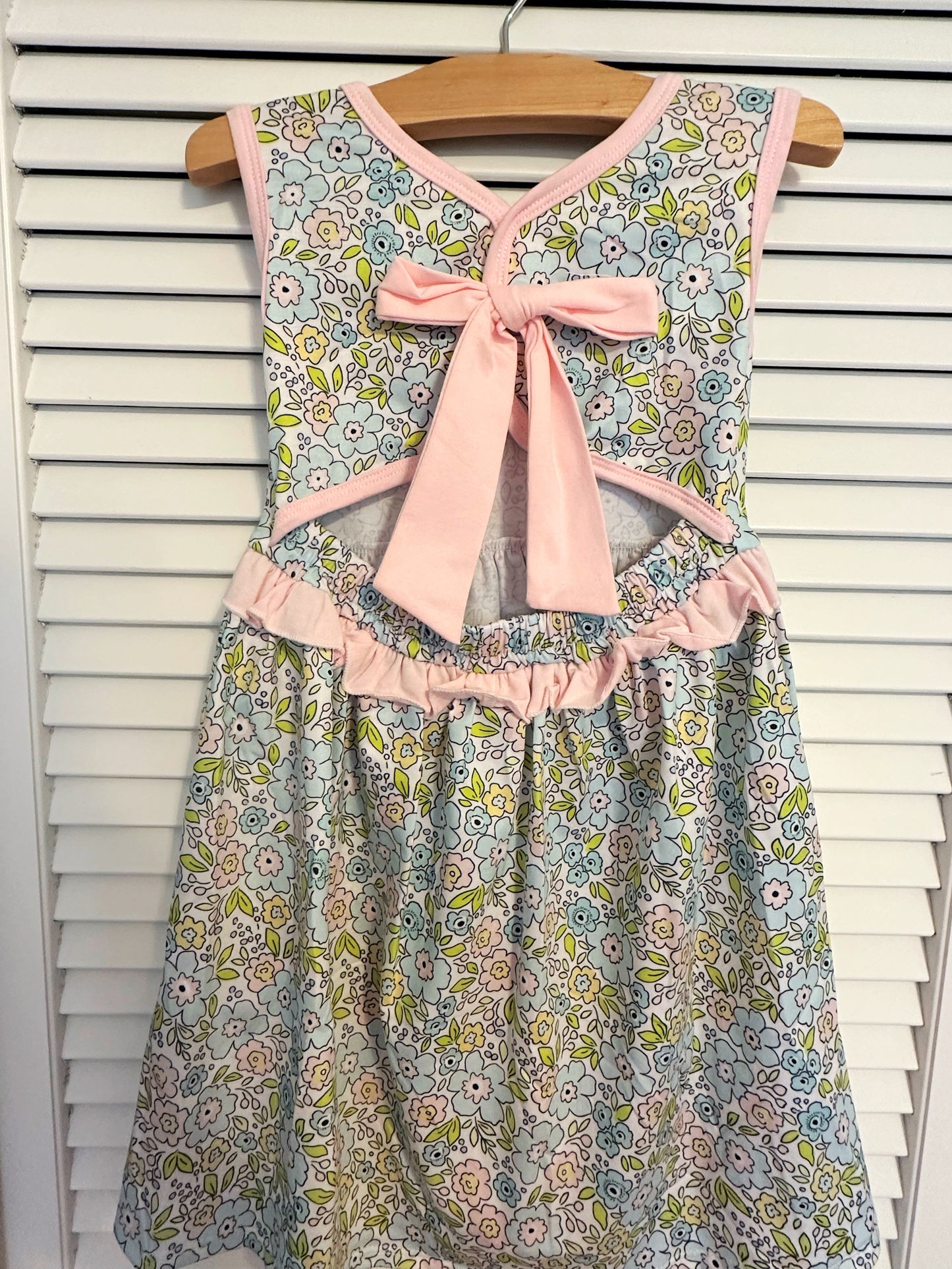 Pink Bow Back Floral Dress (RTS)