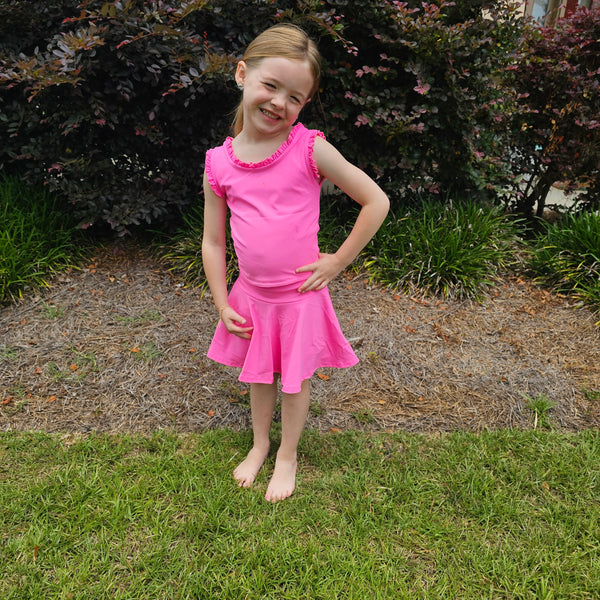 Ruffle Athletic Sets W/Logo - Pink (RTS)
