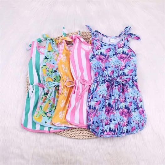 Summer Rompers - Green Stripes (RTS)