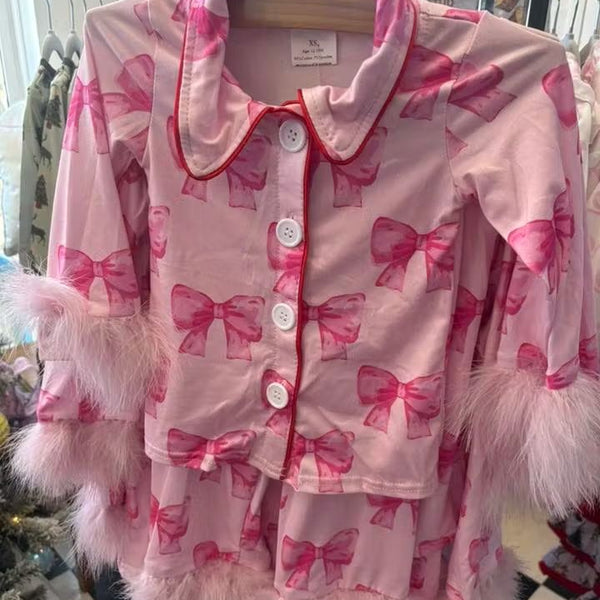 Pink Bow Pajamas (RTS)